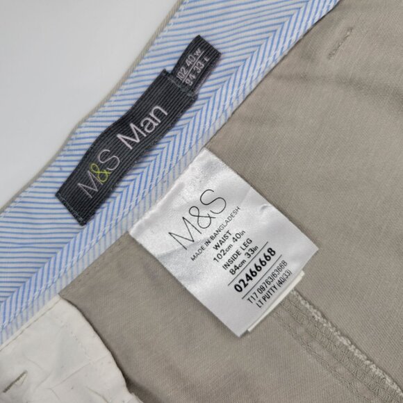 M&S KHAKIS / BEIGE CHINO PANTS FOR MEN - Picture 4 of 8